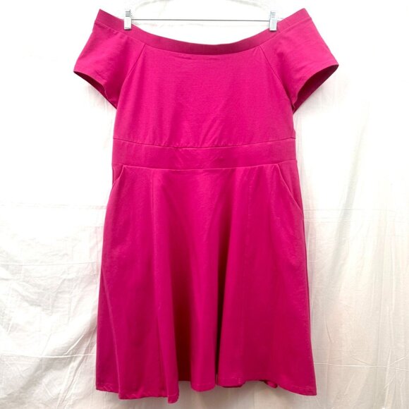 Torrid Mini Foxy Off Shoulder Skater Dress Women +Size 1 Pink Peacock - Picture 1 of 8